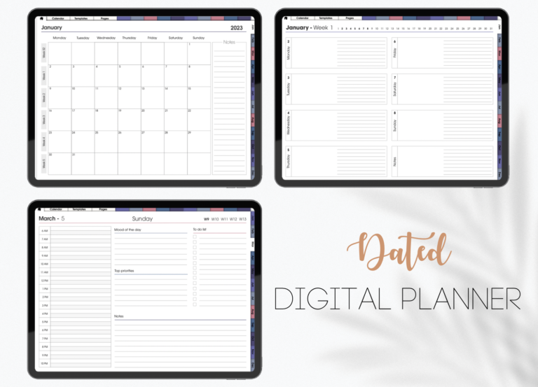 Dated digital planner