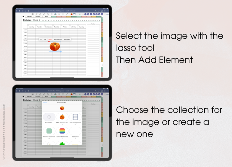 How to add digital stickers in goodnotes element
